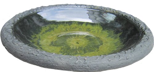Tierra Garden 4-8184T Gloss Bird Bath Bowl with Matte Rim, Light Green