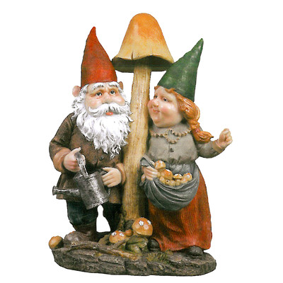 Mushroom Hunters Garden Gnome Statue
