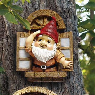 The Knothole Window Gnome Garden Welcome Tree Statue